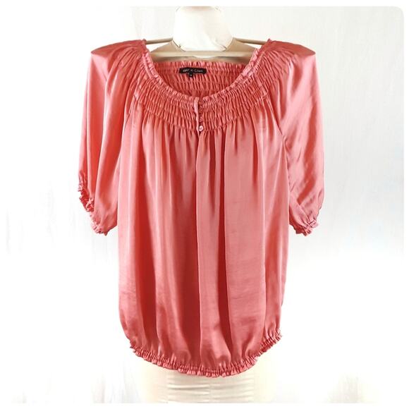 Violet & Claire Tops - Violet & Claire Pink Off Shoulder Silky Blouse Size M